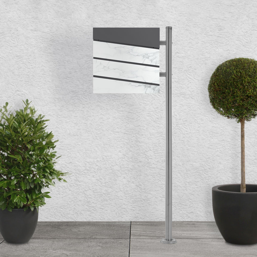 ECD Germany Standbriefkasten mit Zeitungsfach, Design Briefkasten mit Pfosten, Briefkastenanlage, Br