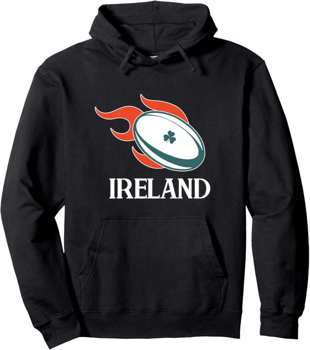 Irland Rugbyball in Flammen Pullover Hoodie