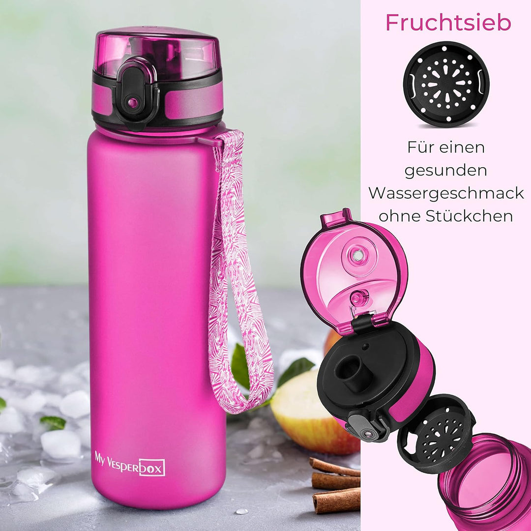 My Vesperbox® Trinkflasche Kinder [500ML] - Wasserflasche Kohlensäure Geeignet & Auslaufsicher - Wat