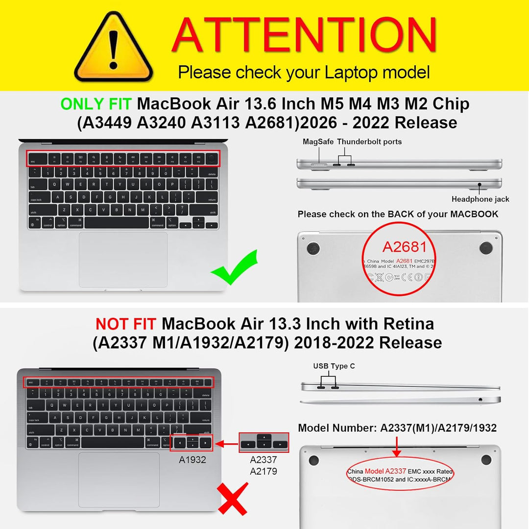 Fintie Hülle Kompatibel mit MacBook Air M5 M4 M3 M2 13.6 Zoll (2026-2022) A3449 A3240 A3113 A2681, U