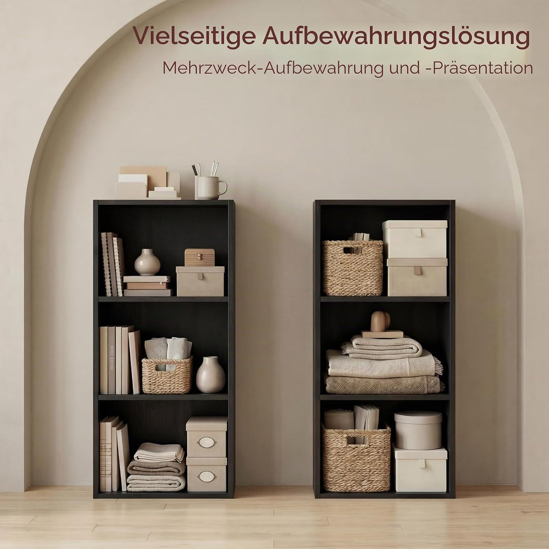 Vida Designs Oxford Bücherregal mit 3 Ebenen, würfelförmig, schwarz, Holz-Regaleinheit für Büro, Woh