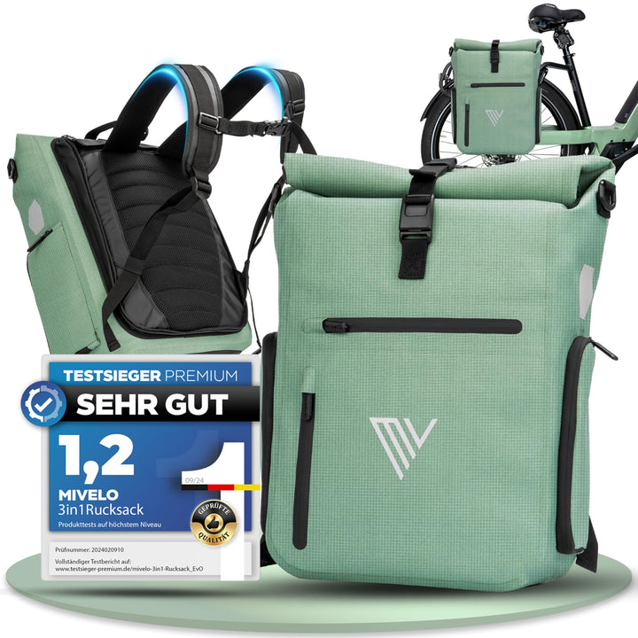 MIVELO 3in1 Fahrradtasche für Gepäckträger I Rucksack &amp; Gepäckträgertasche hinten - in 15 Sekunden u