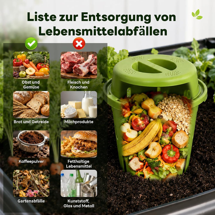 2 Stück 3L Unterirdisch Komposter Garten Kleine mit Deckel,18x19cm | PVC Wurmkomposter mit Belüftung