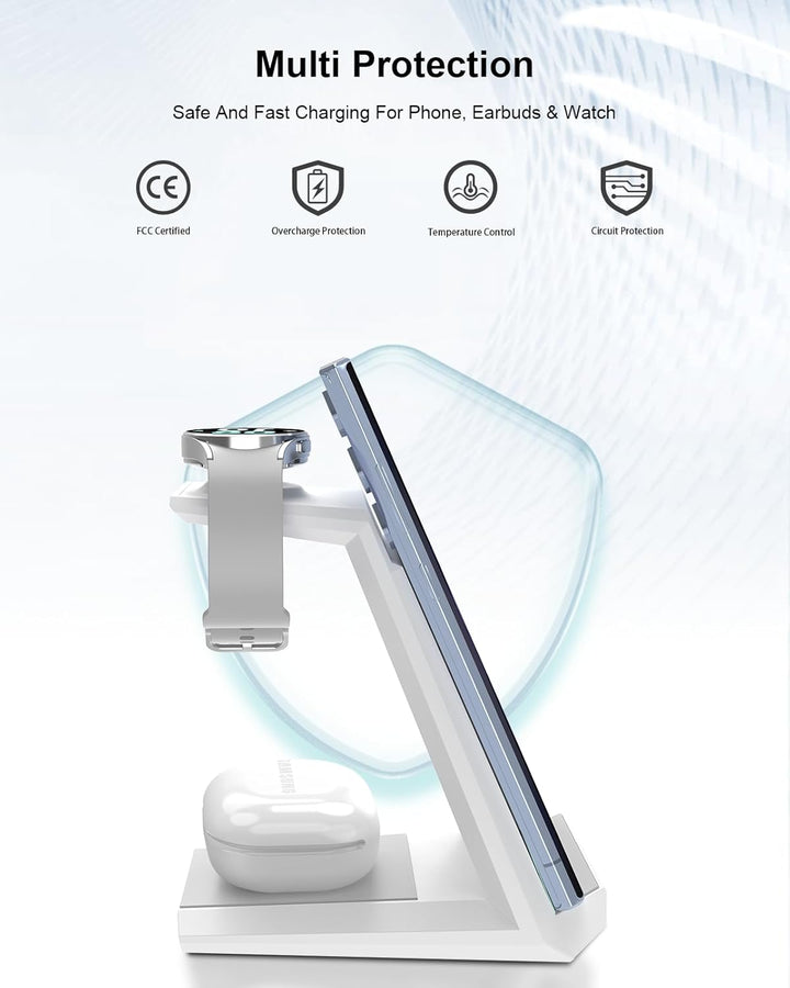 NANAMI Induktive Ladestation für Samsung Wireless Charger 3 in 1 Ladestation für Galaxy Watch 7/6/5/