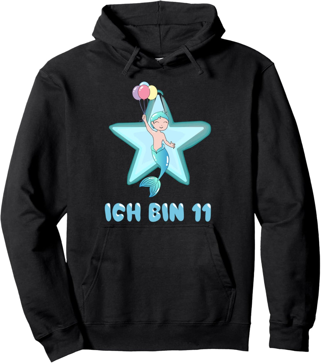 Junge 11. Geburtstag Merman mit Luftballons Ich bin 11 Pullover Hoodie