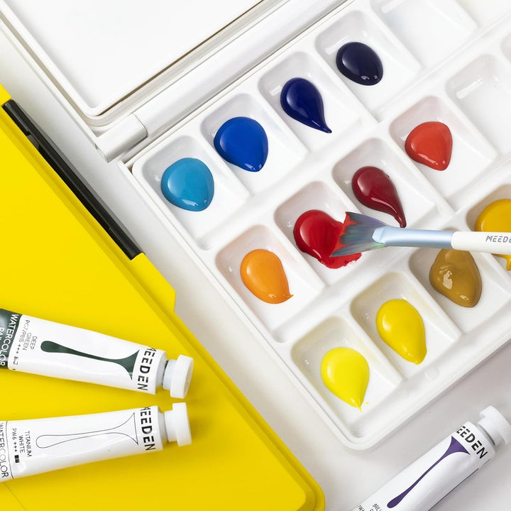 MEEDEN Luftdichte Mischpalette, 33 Wells Künstler Deckel, Aquarell Palette mit grossen Mischflächen