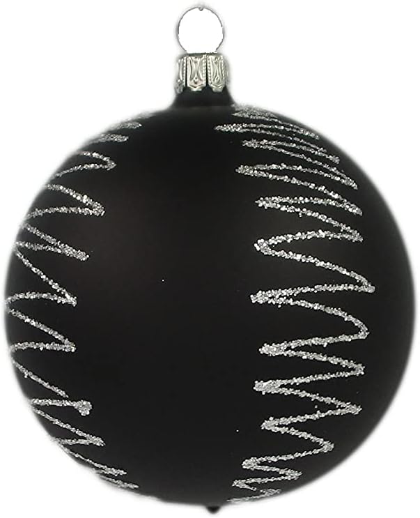 Thüringer Christbaumschmuck Exclusiv SCHWARZ Weiss Mix 6cm Handarbeit Germany 12er Set