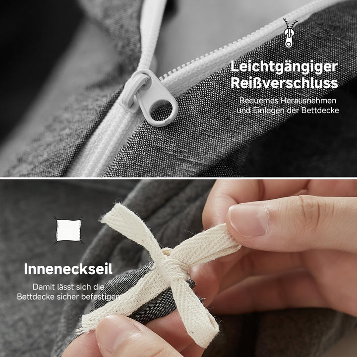 Simple&amp;Opulence Bettwäsche 3 Teilig-100% Gewaschene Baumwolle Weiche und Angenehme Schlafkomfort - Ö