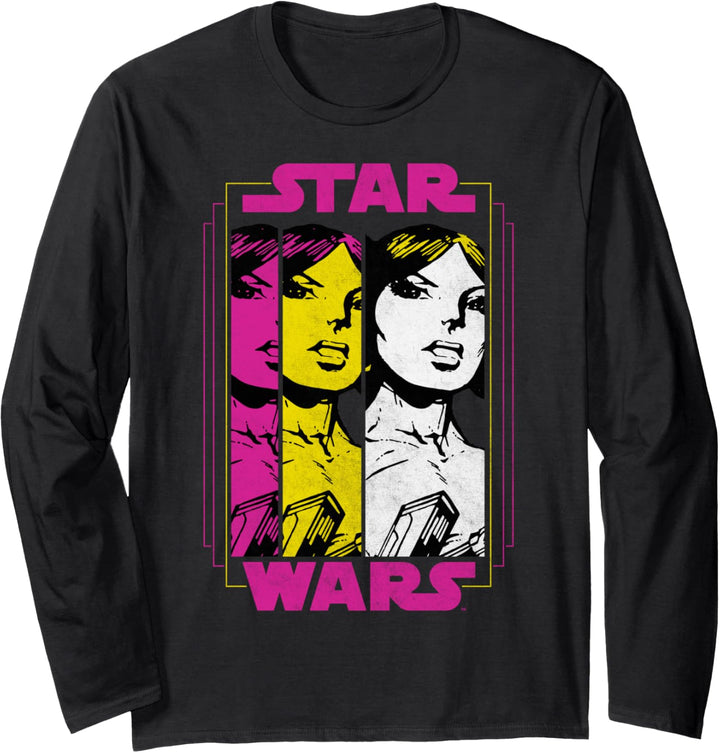 Star Wars Princess Leia Trio Pop Art Poster Langarmshirt