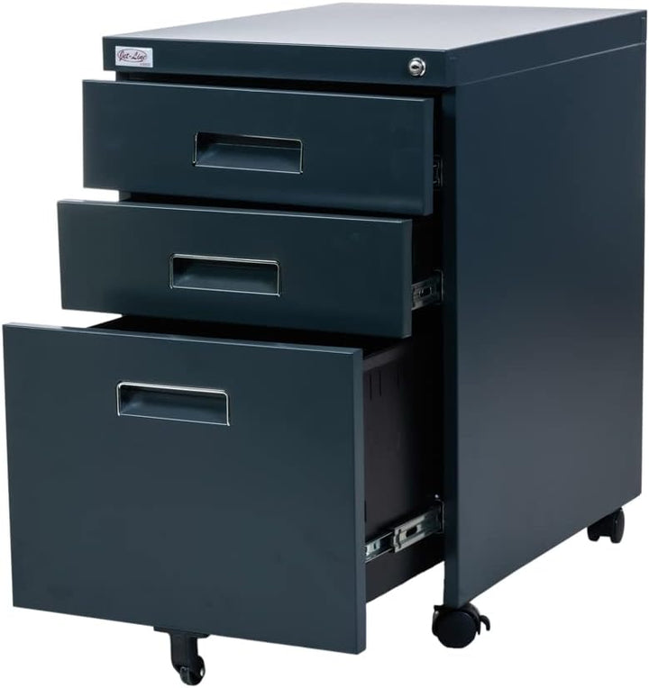 Jet-Line®| Büro Rollcontainer Metall | 3-Schubladen Hängeregister |abschliessbar | Aktenschrank | Bü