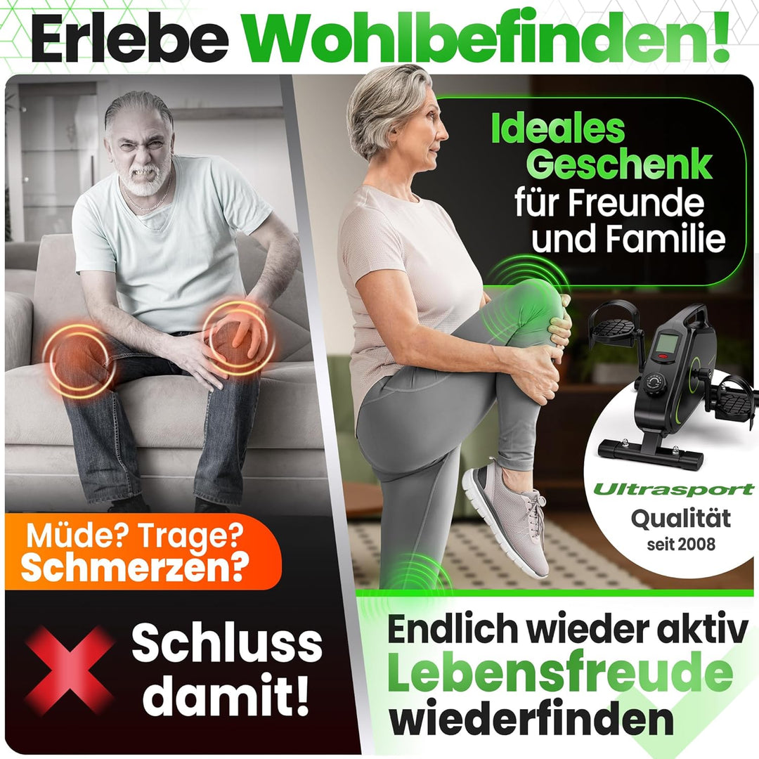 Ultrasport Pedaltrainer für Zuhause 16 Stufen inkl. Antirutsch-Matte und Gurt I CE Zertifiziert, Ext
