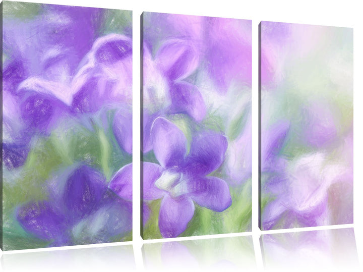 Pixxprint Lilane Lavendelblumen als Leinwandbild/Grösse: 3 Teilig (120x80) / Wandbild/Kunstdruck/fer