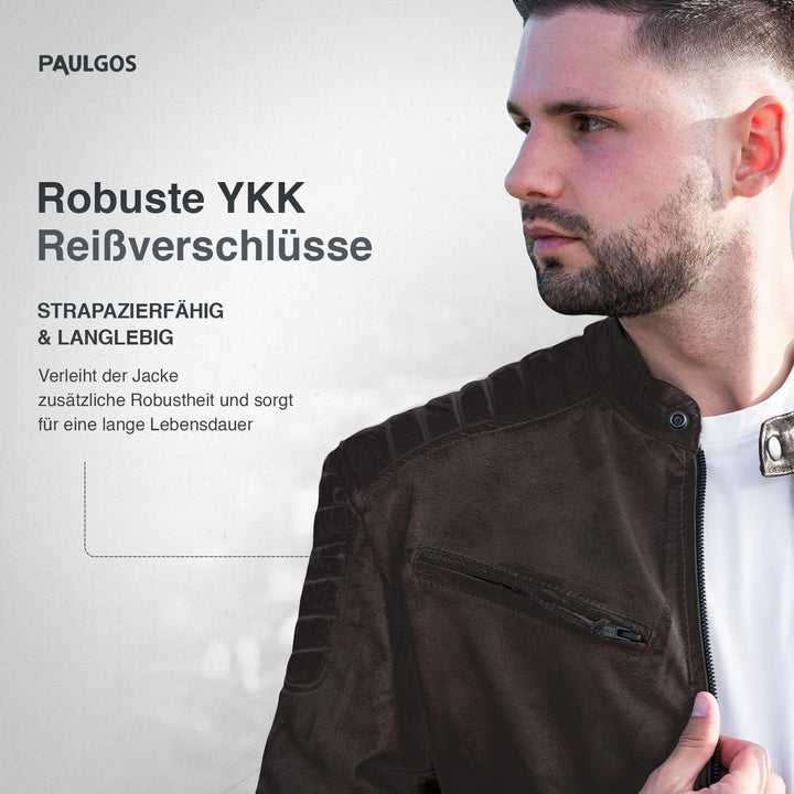 PAULGOS Herren Lederjacke Echtes Leder Jacke Echtleder Übergangsjacke Fashion in 5 Farben Gr. S-7XL