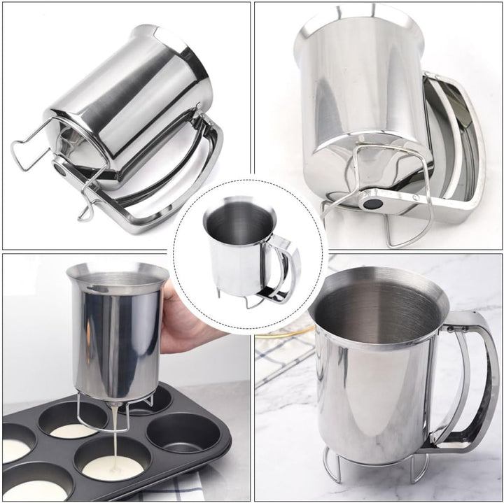 TOYANDONA Edelstahl Küchenutensil Teigspender mit Portionierfunktion Handlicher Trichter für Frühstü