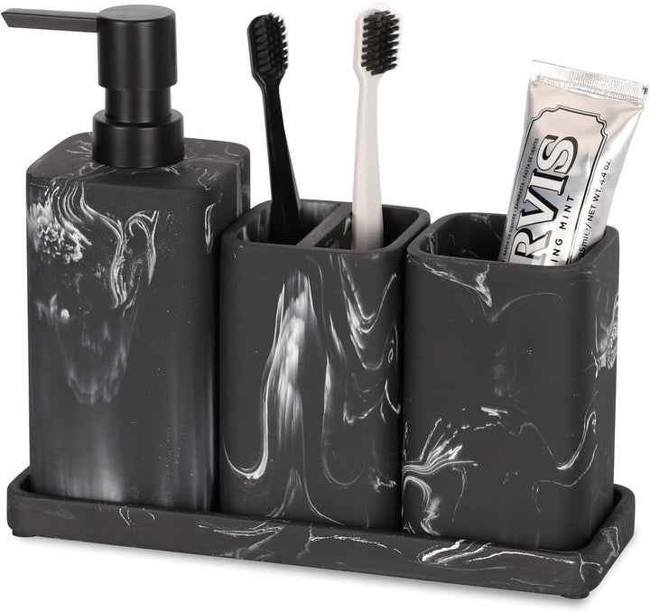 ZCCZ Badezimmer Set – 4 Teile – Badezimmer Organizer mit Zahnbürstenhalter, Zahnputzbecher, Seifensp