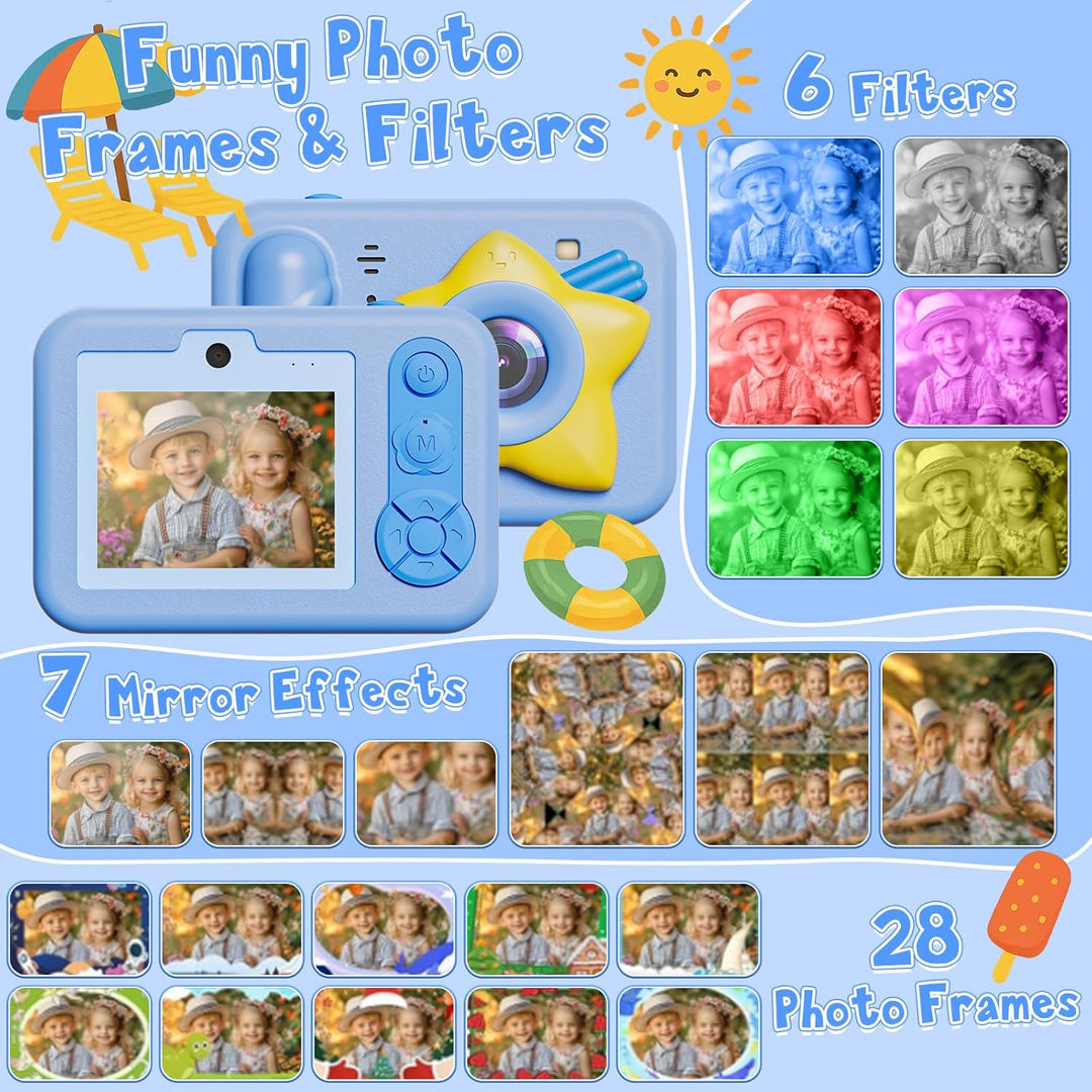 Upgrade Kinderkamera Sofortdruck für Jungen und Mädchen,1080P HD Dual-Linse Selfie Digitalkamera mit