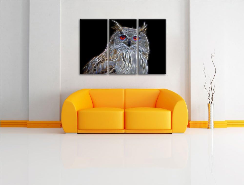 Dark aufmerksame Waldohreule NewArt 3-Teiler Leinwandbild 120x80 Bild auf Leinwand, XXL riesige Bild