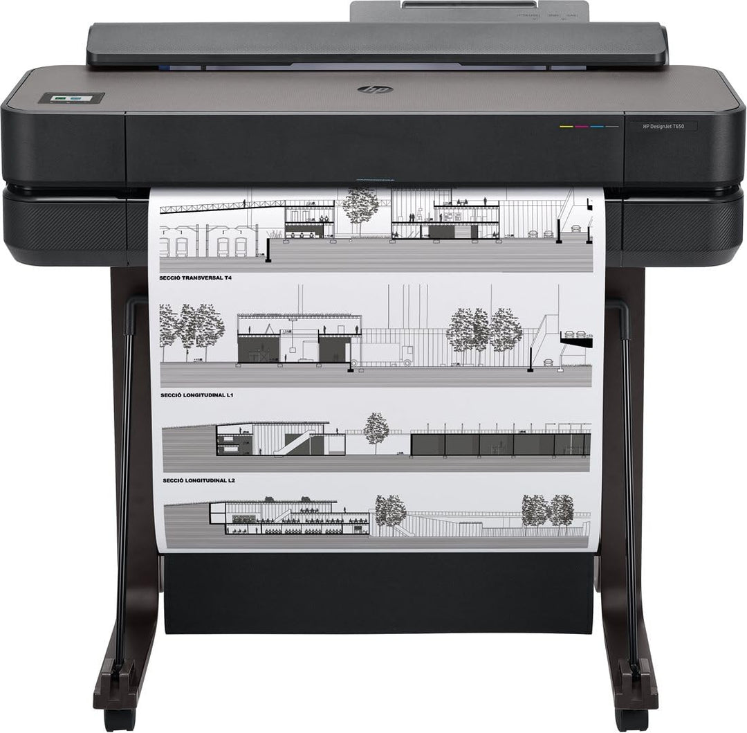 HP DesignJet T650 Grossformatdrucker, 24 Zoll, bis zu A1, mobiles Drucken, Wi-Fi, Gigabit Ethernet,