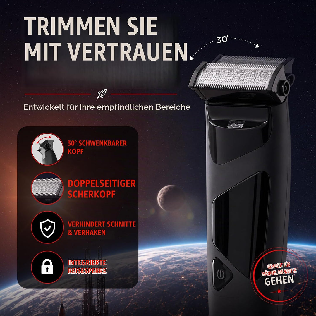 HAPPY NUTS The Ballber PRO Elektrischer Körperhaarschneider für Männer – Herren-Körperpflegeset für