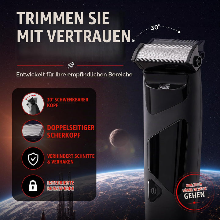 HAPPY NUTS The Ballber PRO Elektrischer Körperhaarschneider für Männer – Herren-Körperpflegeset für
