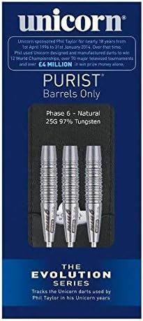 Unicorn Steel Tip Darts Barrels | Evolution Series Phase 1, 2, 3, 5 & 6 | Natural 90%, 95% & 97% Tun