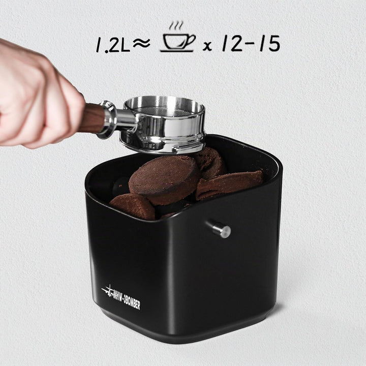 MHW-3BOMBER GB5967B Kaffeeklopfbox zum Ausgiessen von Kaffeesatz, 15 Tassen, 1,2 l, mit Edelstahlsta
