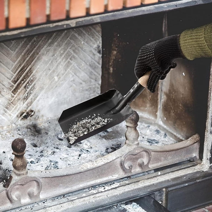 GALPADA Kaminreinigungsset mit Holzgriffbürste und Kohleschaufel aus Eisen Mehrzweck Kaminbesteck fü