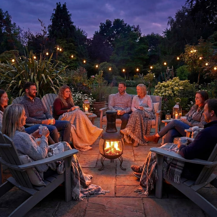 Home Discount® Terrassenheizung, Gartenkamin, Grill, aus Stahl, Schwarz und Antikgold Modern, Modern