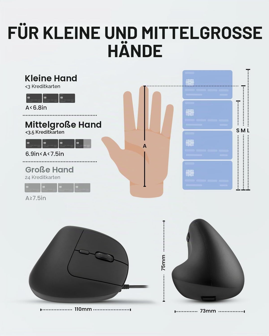 Perixx PERIMICE-508 Programmierbare Ergonomische Maus -Vertikal - Schnurgebunden - 1000/1600 dpi - I