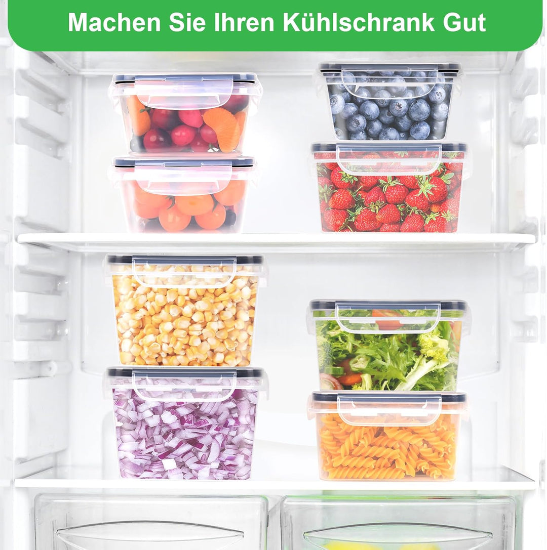 Kottwca Frischhaltedosen mit Deckel Set, 2,2 L 1,74 L 1 L Grosse Kapazität Tupperdosen Set (8 Behält