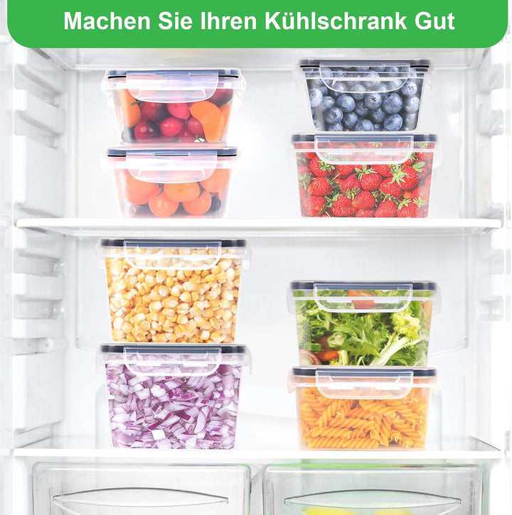 Kottwca Frischhaltedosen mit Deckel Set, 2,2 L 1,74 L 1 L Grosse Kapazität Tupperdosen Set (8 Behält