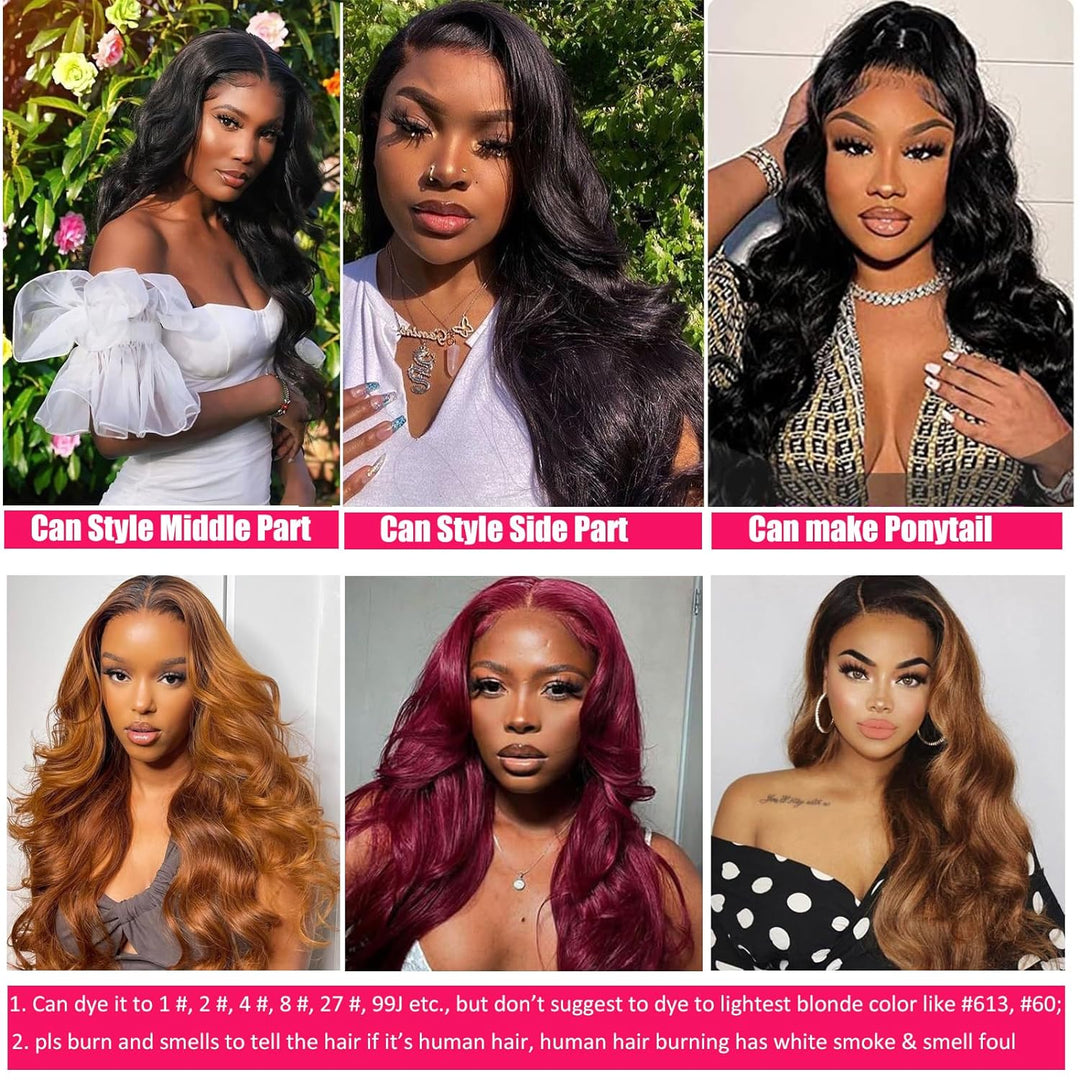 Huarisi HD Lace Front Wigs Human Hair Pre Plucked, 16 inch Body Wave 4x6 Lace Frontal Wigs Real Hair