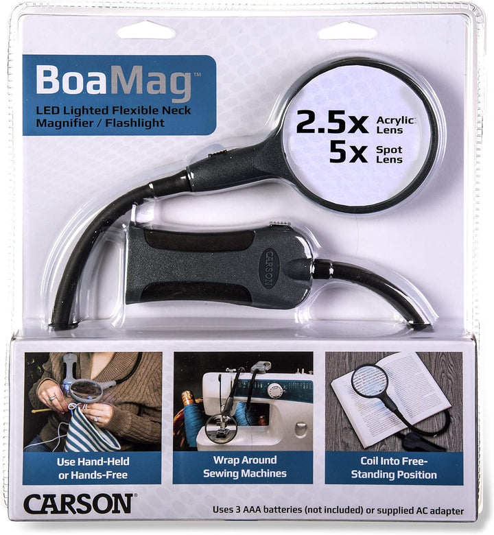 Carson BoaMag 2X Lupe mit Flexhals und integrierter 5X Spotlinse (SM-22)