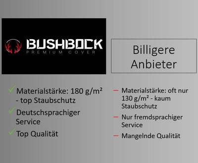 BUSHBOCK® Premium Autoabdeckung Indoor - Satin Schutzhülle Stoff - Abdeckplane Autoplane Autogarage