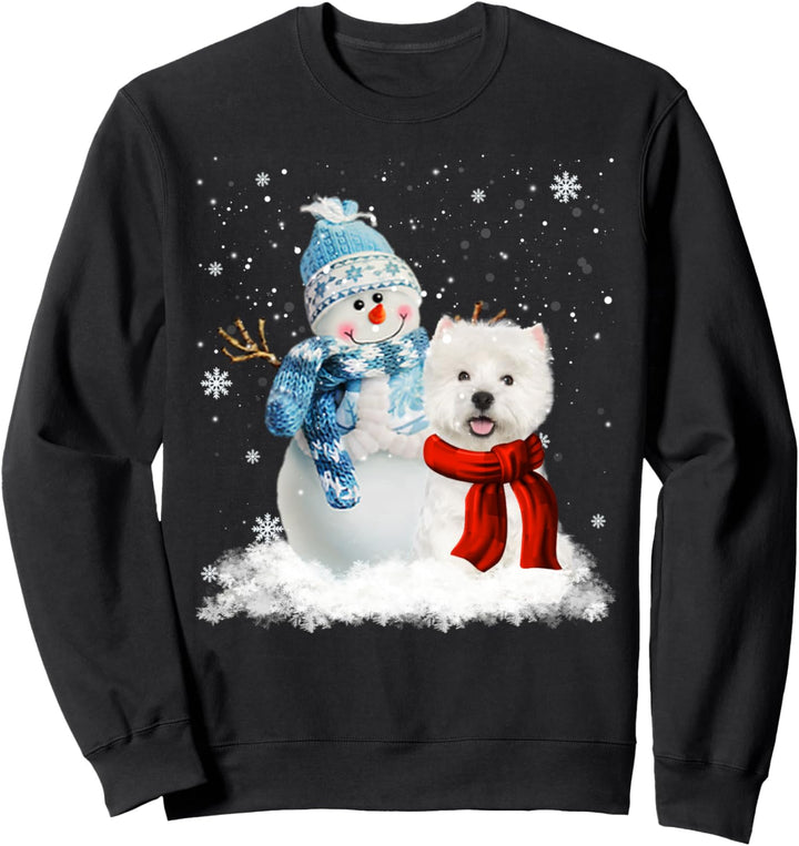 Lustiger Weihnachtspyjama mit Westie-Hund, Schneemann Sweatshirt