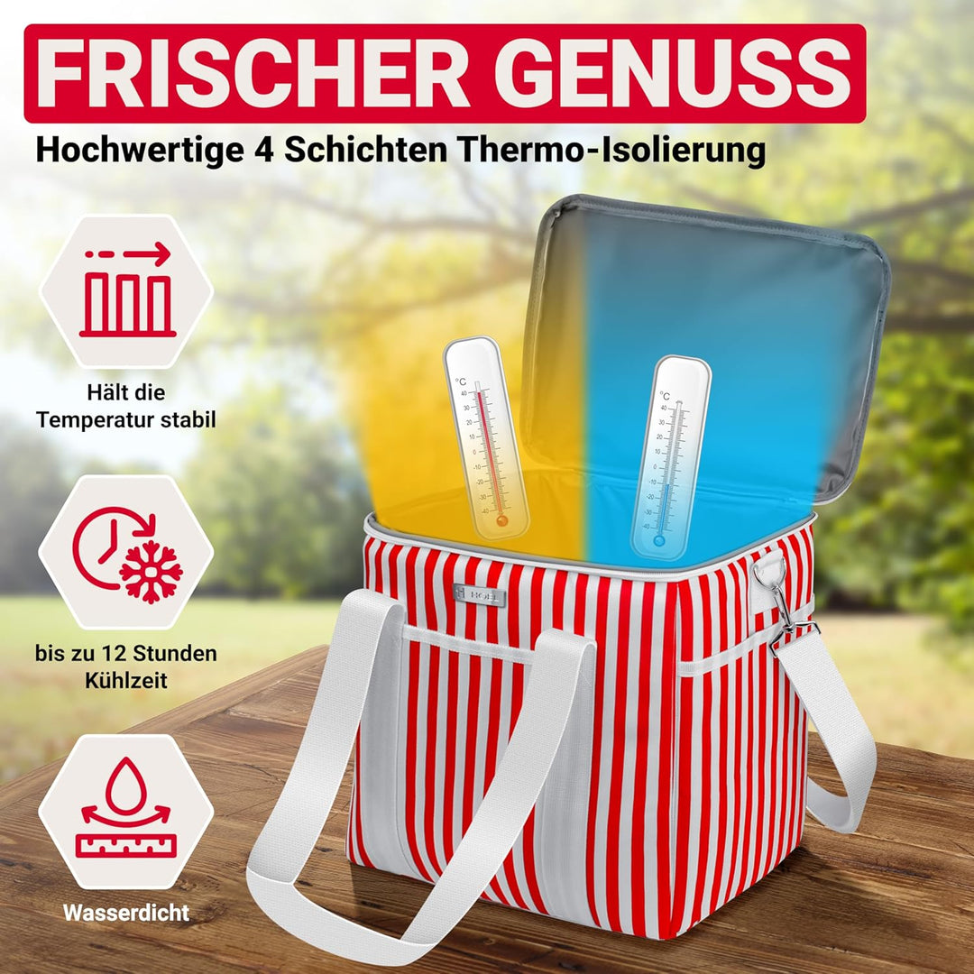 HOEL Kühltasche gross 20L &amp; 30L faltbar - Isolierte Thermotasche - Lunchtasche wasserdicht &amp; auslauf