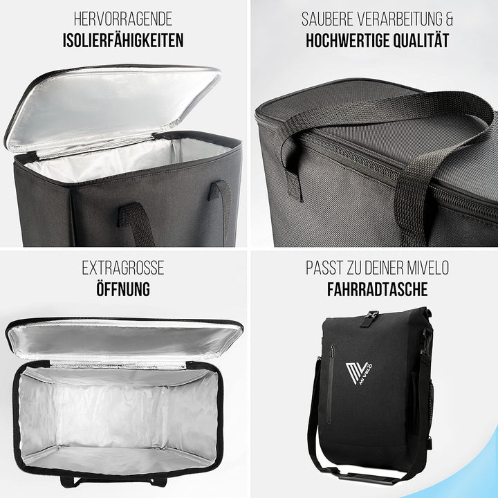 MIVELO - Kühltasche Fahrrad - Einsatz für Fahrradtaschen Gepäckträger - Einkaufstasche faltbar - Pic