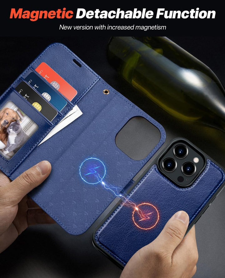 OCASE Kompatibel für iPhone 15 Pro Hülle (2in1) Leder Stossfestes Case, Abnehmbare magnetische Hülle