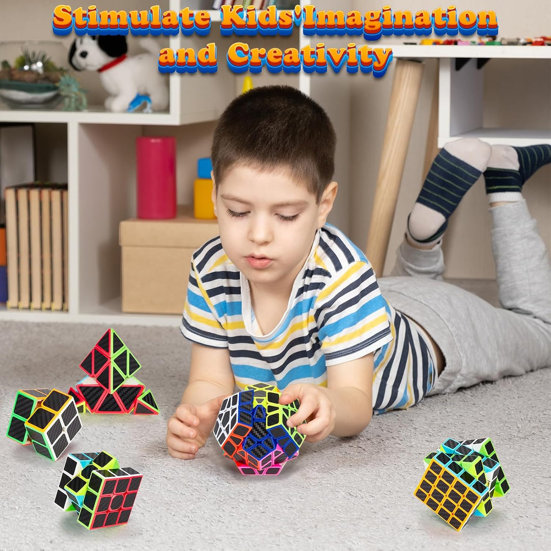 Coolzon Speed Cube Set Pyraminx + Megaminx + 2 x 2 + 3 x 3 x 3 + 4 x 4 5 Stück in Geschenkbox, Cubo,