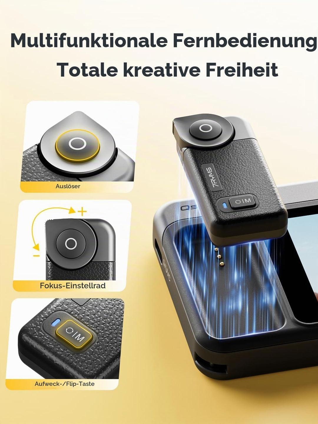 7RYMS Qshot V2 Selfie-Monitor-Bildschirm für iPhone &amp; Android,4K 60fps magnetischer Rückkamera-Monit