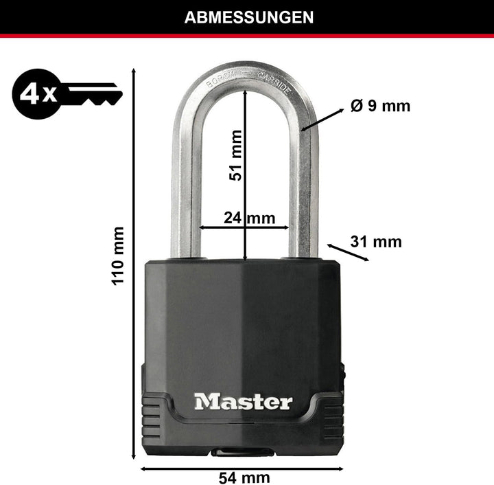 MASTER LOCK Hochleistungsvorhängeschloss [Schlüssel] [Beschichteter laminierter Stahl] [Wetterfest]