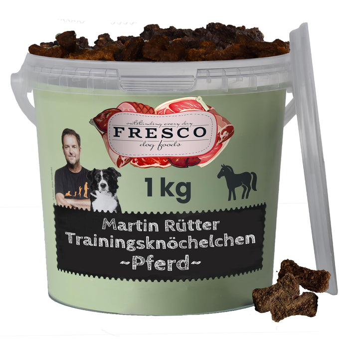 Fresco Dog Martin Rütter Trainingsknöchelchen Pferd 1kg-Eimer | getreidefreies Hundefutter | Trainin