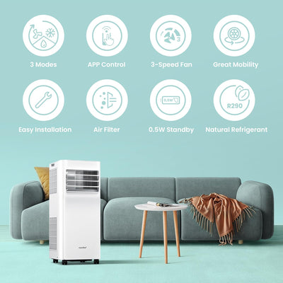 Comfee Mobiles Klimagerät Breezy Cool Pro 2.0,7000 BTU 2,0kW, Kühlen&Ventilieren&Entfeuchten,APP-Ste