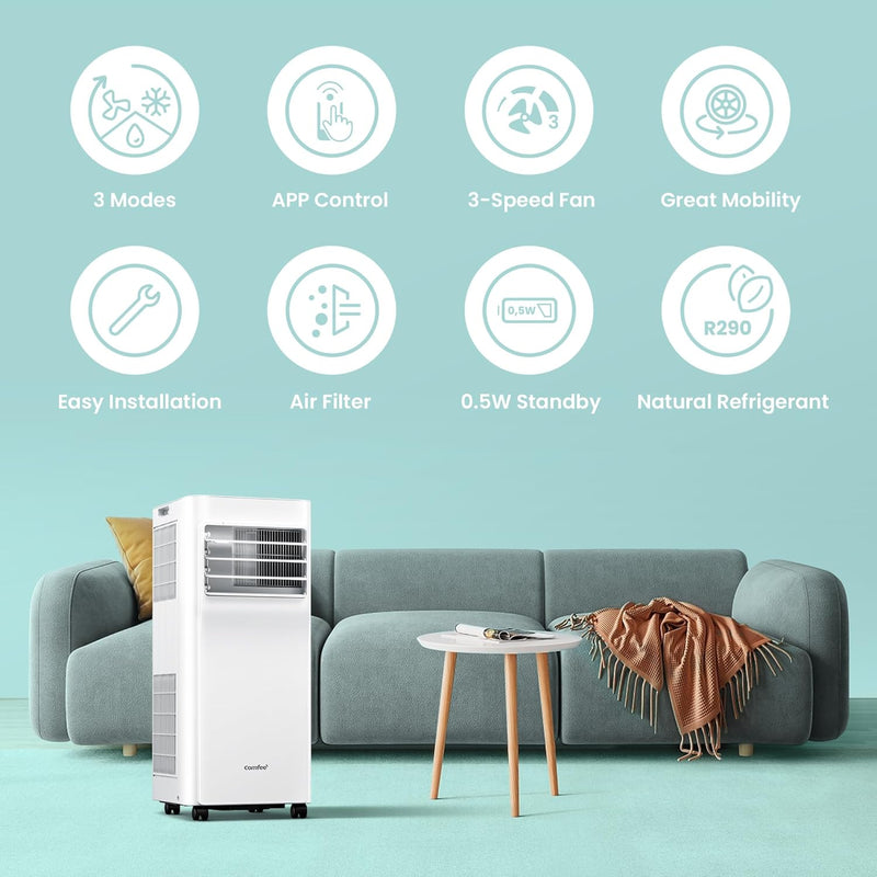 Comfee Mobiles Klimagerät Breezy Cool Pro 2.0,7000 BTU 2,0kW, Kühlen&Ventilieren&Entfeuchten,APP-Ste