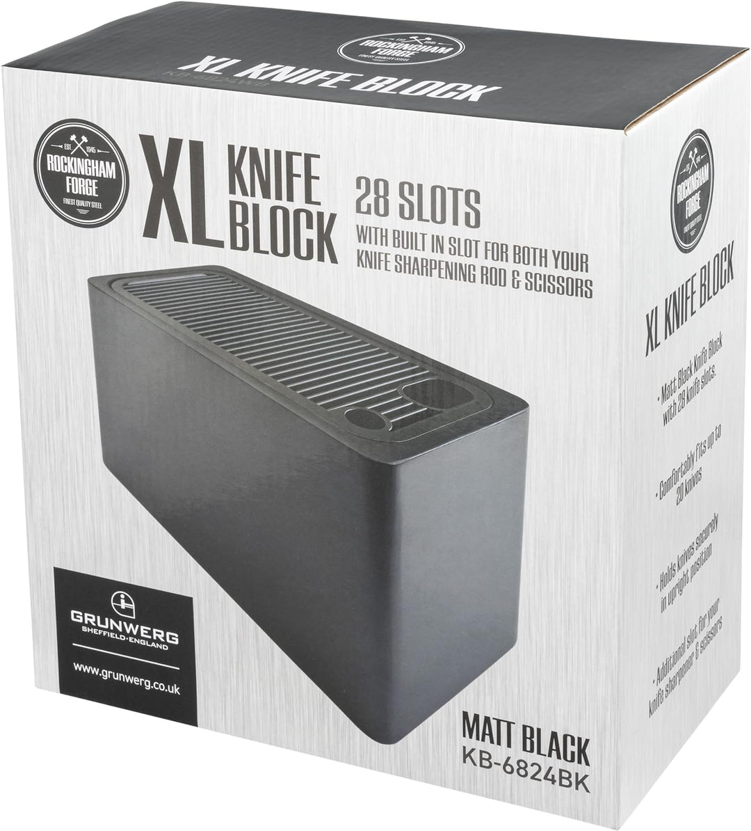 Rockingham Forge Universal-Messerblock, extra grosser Aufbewahrungsblock mit 28 Schlitzen, schwarz,