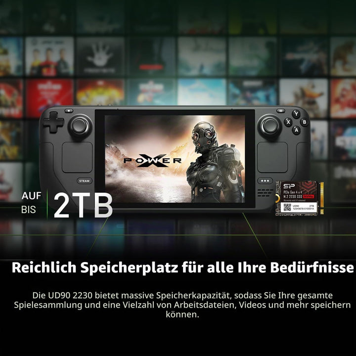 Silicon Power SU01KGBP44UD9007MM 1 TB UD90 2230 NVMe 4.0 Gen4 PCIe M.2 SSD R/W bis zu 5.000/3.200 MB