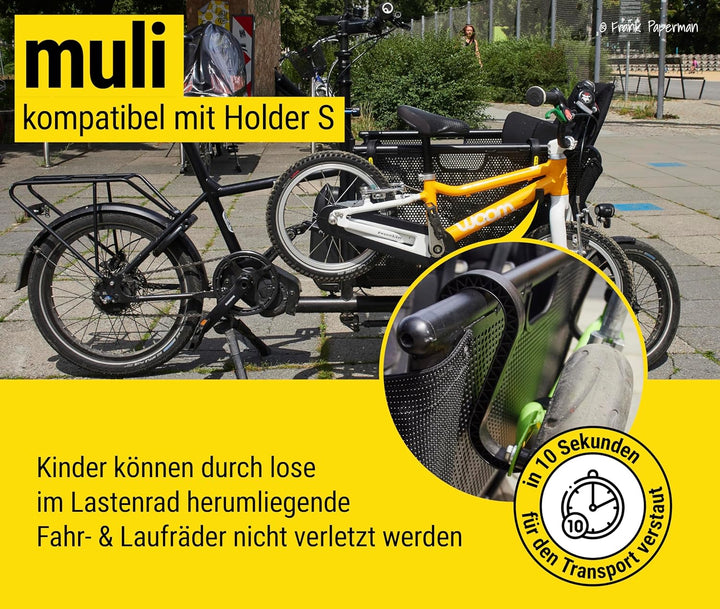 Bike Holder S 2.0 – 2x Halterung für Kinderfahrrad & Laufrad am Lastenrad | kompatibel mit Babboe, B