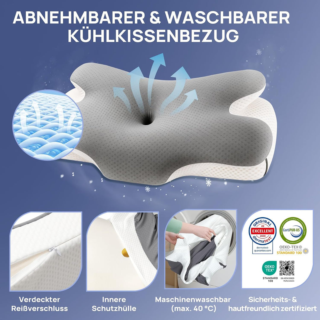 MULISOFT Nackenkissen Memory Foam Kissen, Ergonomisches Kopfkissen, Seitenschläferkissen, Nackenstüt