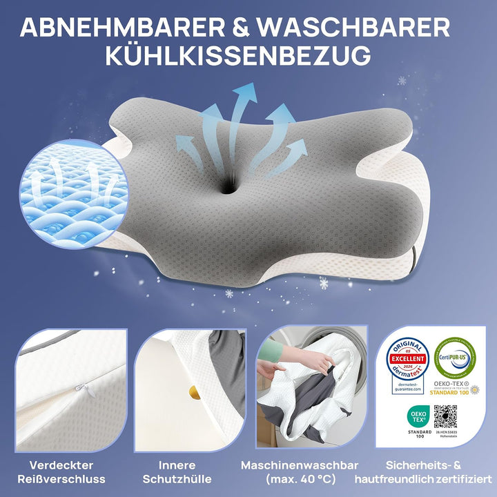MULISOFT Nackenkissen Memory Foam Kissen, Ergonomisches Kopfkissen, Seitenschläferkissen, Nackenstüt