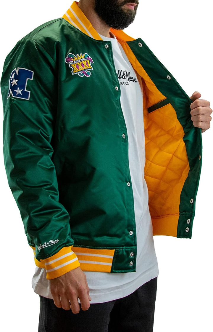 Mitchell & Ness NFL Heavyweight Satin Jacket M Green Bay Packers - Dark Green, M Green Bay Packers -